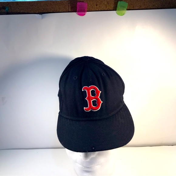 VINTAGE MLB 90s BOSTON RED SOX New Era Youth Fitted 6 3/8 Black Hat 59 Fifty - Picture 1 of 10